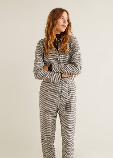 Jumpsuit met ginghamruit - Dames | MANGO (NL)