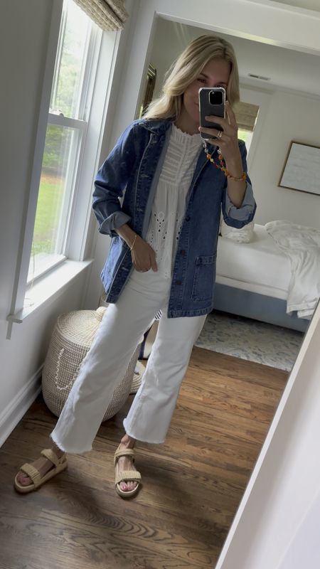 Casual Friday spring outfit. Jean jacket (runs big, size down. Wearing xs), my favorite high rise white jeans, raffia sandals (tts), top is old Zara

*code ‘atgreenwell10’ saves you 10% off the whole La Ligne website!

#LTKStyleTip #LTKSeasonal