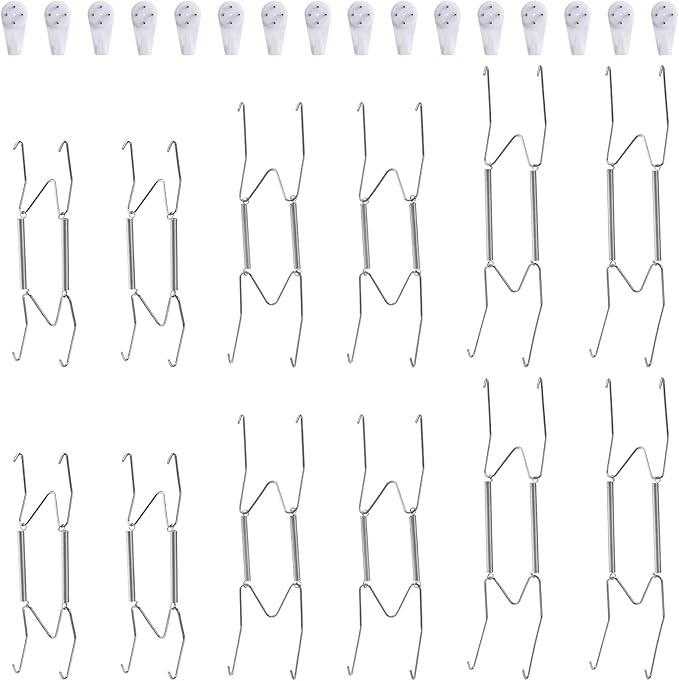 Fasunry 12 Piece Plate Hangers, 6/8/10 Inch Invisible Stainless Steel Wall Plate Hangers, Comes w... | Amazon (US)