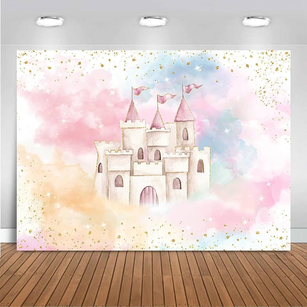 Mocsicka Princess Castle Backdrop for Girl Birthday Pastel Rainbow Pink Castle Birthday Party Dec... | Amazon (US)