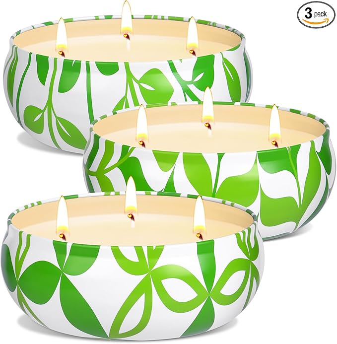 Citronella Candles Outdoor Indoor - Large 3-Wick 3 Pack Citronella Scented Candles Set 12oz Natur... | Amazon (US)