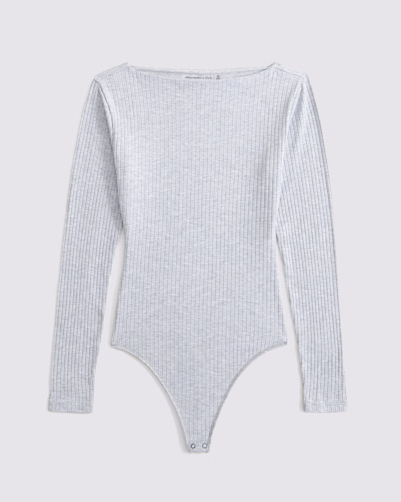Long-Sleeve Wide Rib Slash Bodysuit | Abercrombie & Fitch (US)