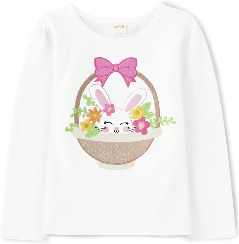 Gymboree Girls' and Toddler Spring and Summer Embroidered Graphic Long Sleeve T-Shirts | Amazon (US)