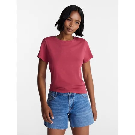 No Boundaries Washed Relaxed Fit Cotton Tee  Women s XXS-XXL | Walmart (US)