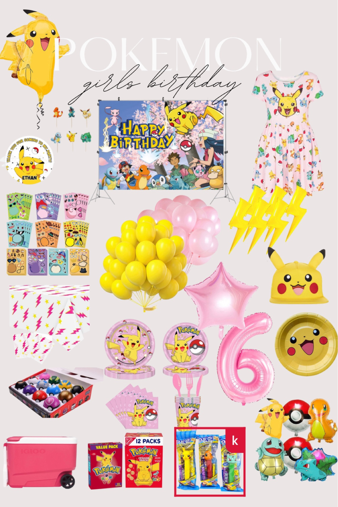 Girls Pokémon birthday party decorations. Pink Pokémon party.

#LTKkids #LTKfamily #LTKFind