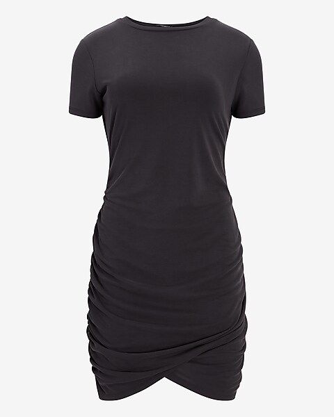 Silky Sueded Jersey Ruched T-Shirt Dress | Express