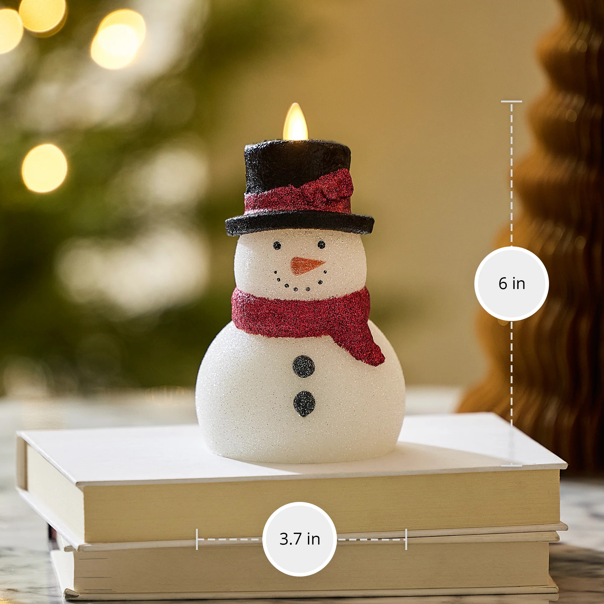 White Glitter Flameless Candle Snowgirl | Luminara
