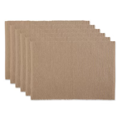 DII Ribbed Solid Placemat Set 6 Piece, Stone, 13x19" | Target