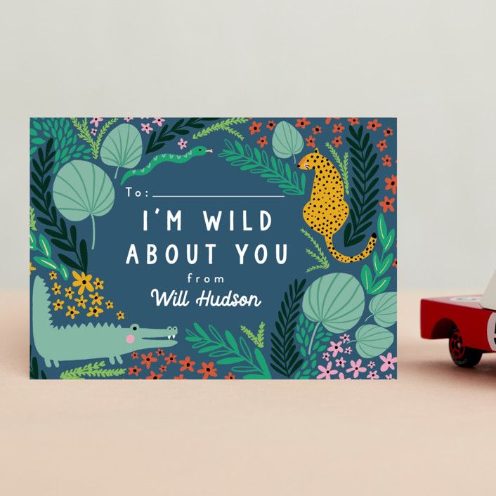 "wild" - Customizable Classroom Valentine's Day Cards in Blue by Caitlin Considine. | Minted