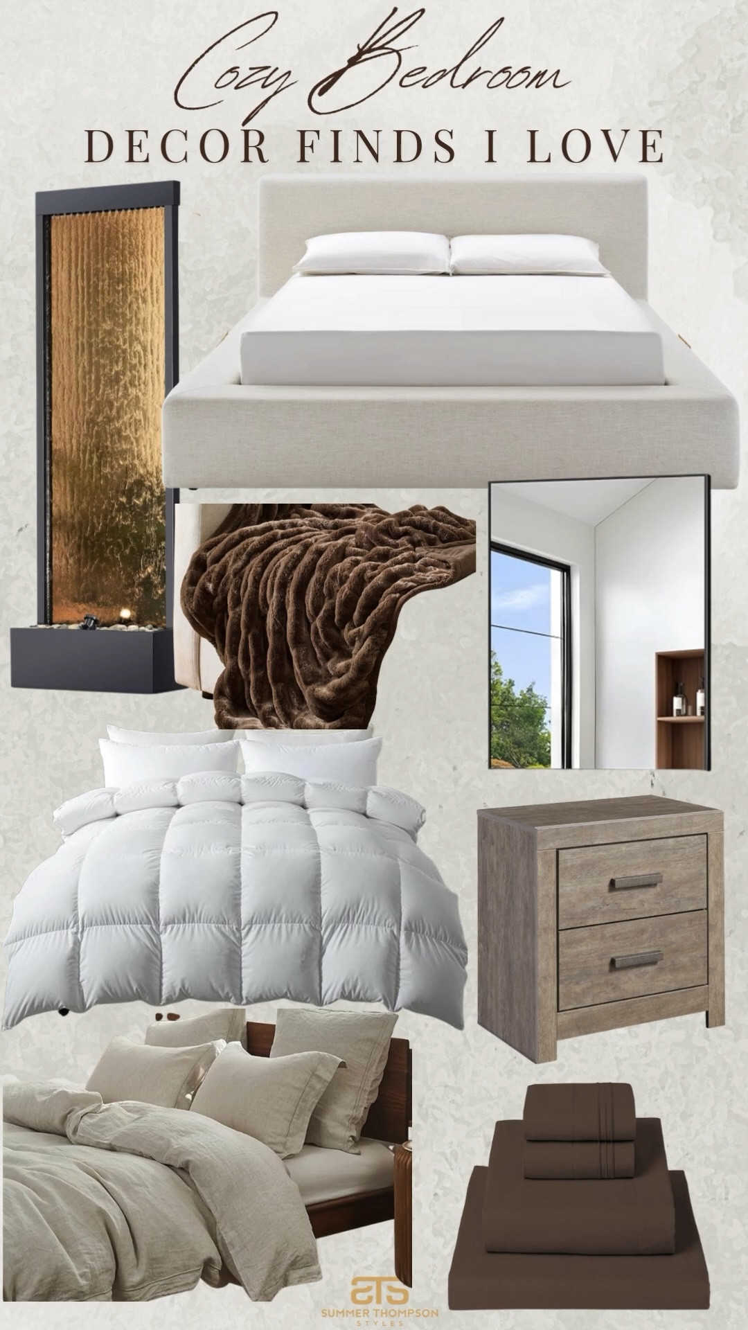 Cozy bedroom decor I own and love 🥰 

Throw blanket. Water feature. Comforter. Bedding. Nightstand. Mirror. Bedframe. Moody home decor. Home decor finds  

#LTKSeasonal #LTKHome #LTKFindsUnder100