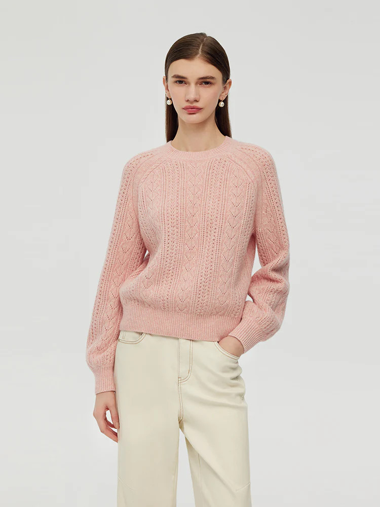 Wool Blend Cable Knit Women Sweater | GOELIA