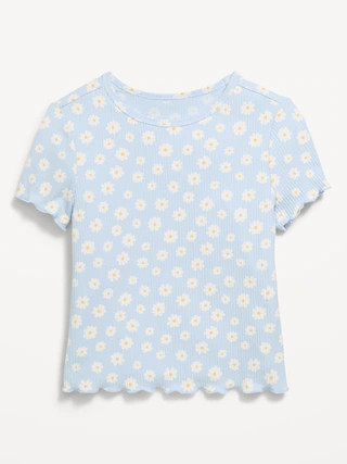 Printed Short-Sleeve Lettuce-Edge T-Shirt for Toddler Girls | Old Navy (US)