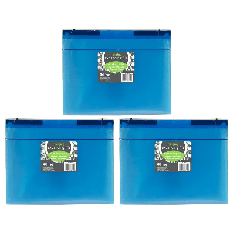 C-Line Expanding File Folder, 13-Pocket, Hanging Tabs, Bright Blue, Pack of 3 | Walmart (US)