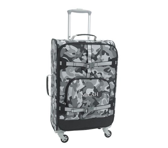 Mackenzie Gray Classic Camo Reflective Spinner Luggage | Pottery Barn Kids