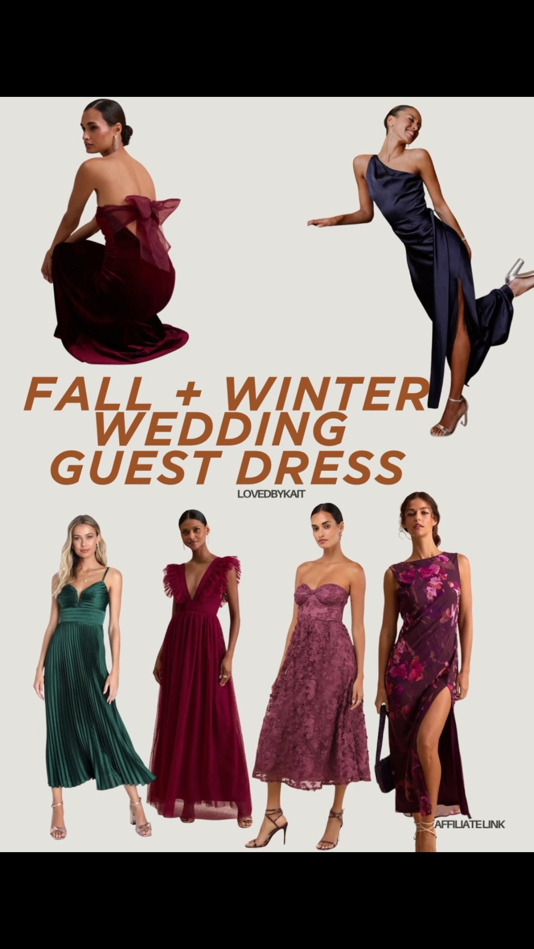 If you’re shopping for fall and winter wedding guest dresses, Lulus has some of the best options — and the best part is every dress is under $100. From black tie gowns to cocktail dresses, long-sleeve midi dresses, and even velvet and satin evening dresses, there’s something for every event this season. I love that Lulus makes it easy to find affordable wedding guest outfits that still look elevated and chic, whether you’re headed to a formal winter wedding, a holiday party, or even a New Year’s Eve event. Stylish, flattering, and budget-friendly — these are must-haves for your cold weather event wardrobe.

#LTKParties #LTKWedding
