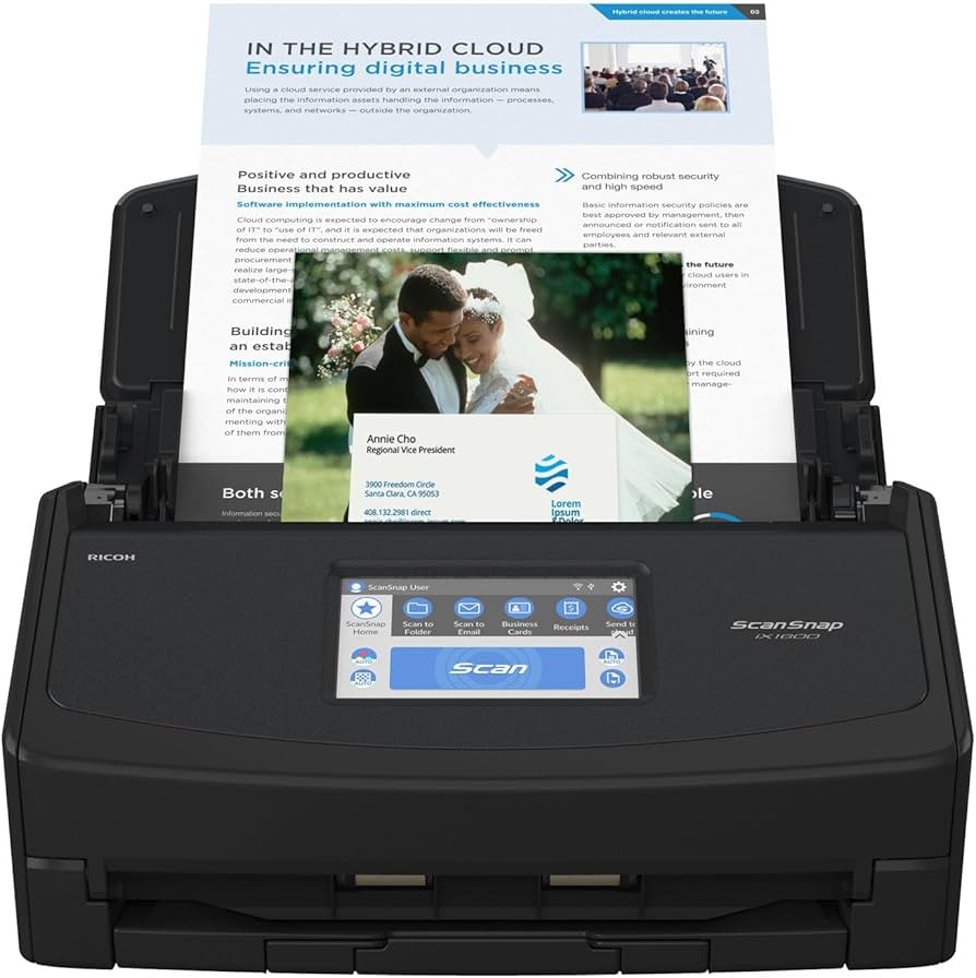 ScanSnap iX1600 Wireless or USB High-Speed Cloud Enabled Document, Photo & Receipt Scanner with L... | Amazon (US)