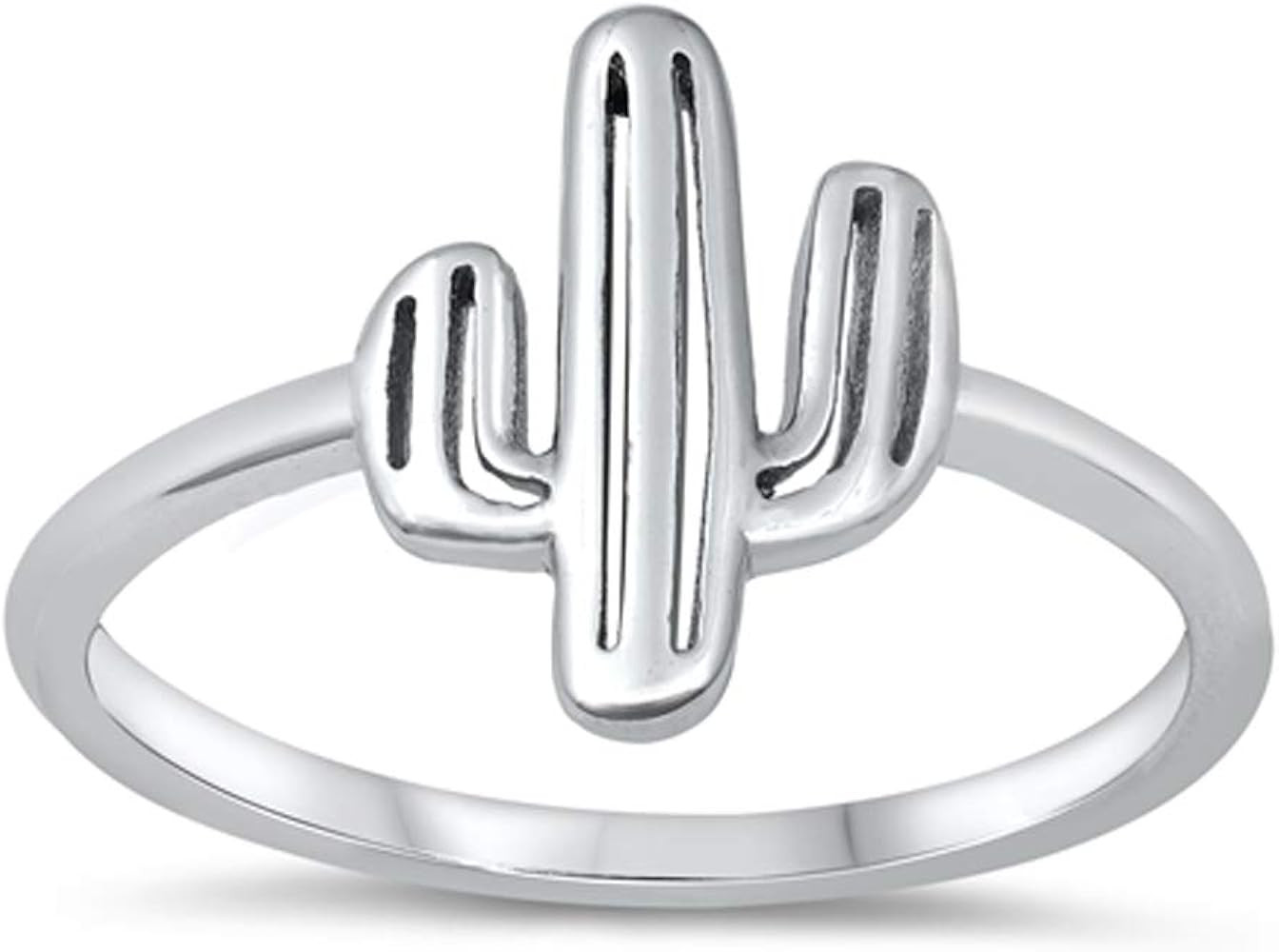 Cute Southwestern Boho Cactus Plant Ring New 925 Sterling Silver Band Sizes 4-12 | Amazon (US)