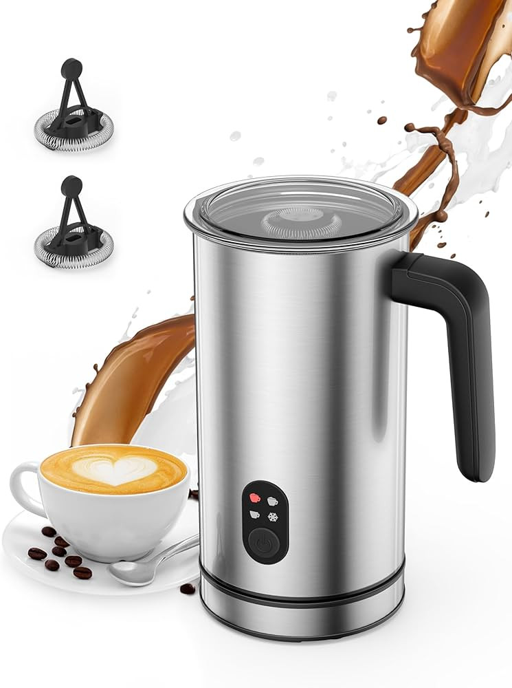 RATRSO Milk Frother,Electric Foam Maker Stainless Steel Milk Steamer with Hot&Cold Milk Functiona... | Amazon (US)