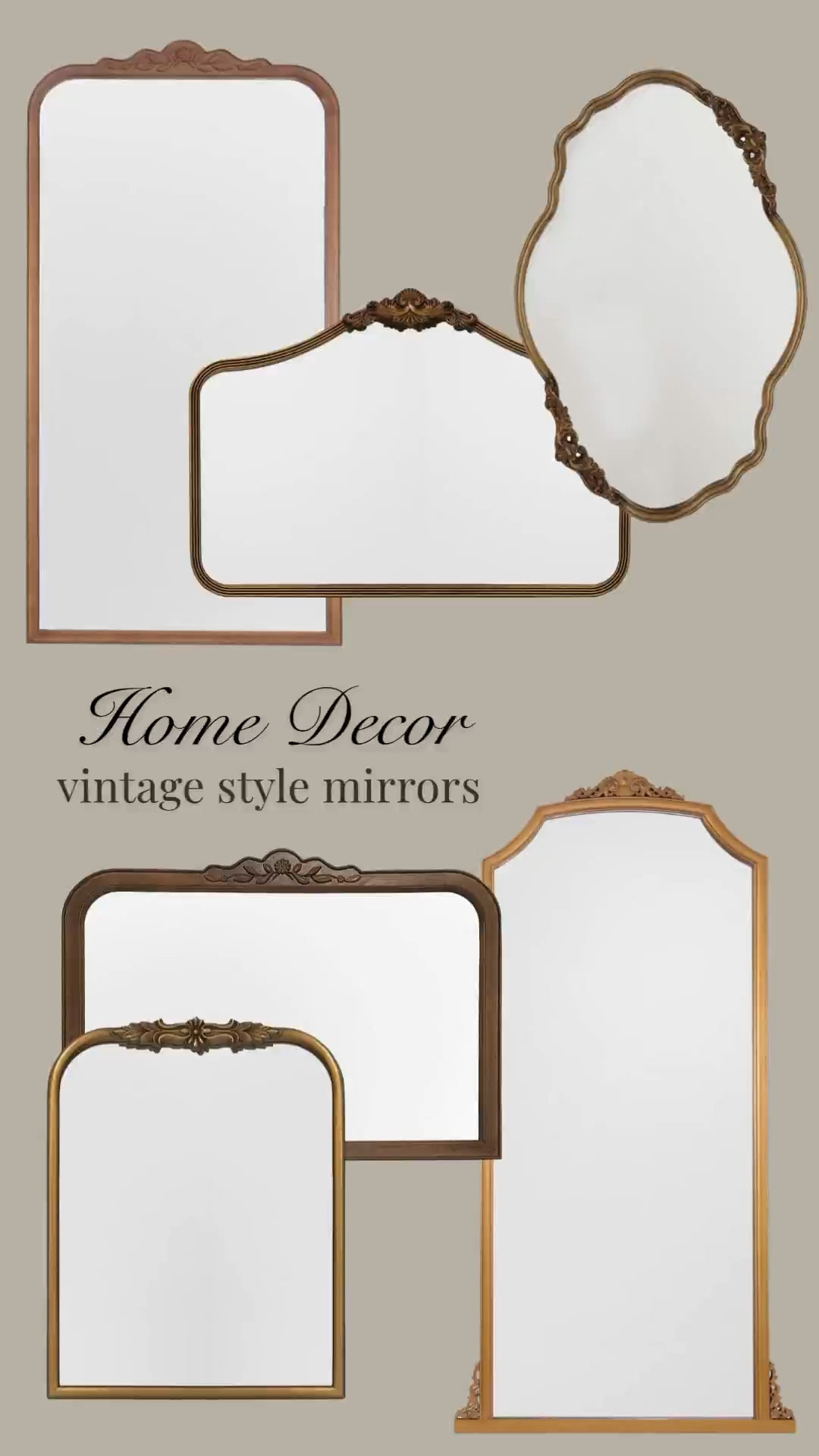 These vintage style mirrors are soooo beautiful, framed and ready to hang on your wall! They are sure to make a statement in any space! wall decor, artwork, vintage mirror, antique mirror, cottage core, modern organic, holiday gift, gift list #LTKHoliday

#LTKHoliday #LTKSeasonal #LTKHome