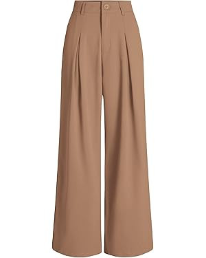 BTFBM Women High Waist Casual Wide Leg Long Palazzo Pants Button Down Loose Business Work Office ... | Amazon (US)