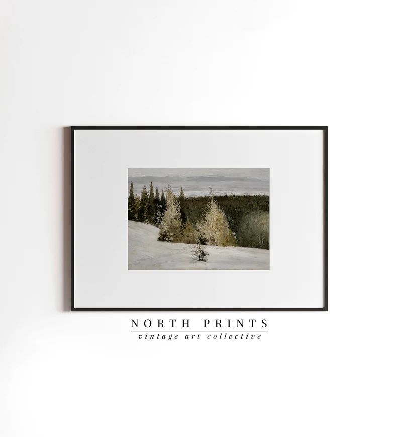 PRINTABLE Winter Forest Landscape Painting | Moody Country Scenery Vintage Digital Download | 117... | Etsy (US)
