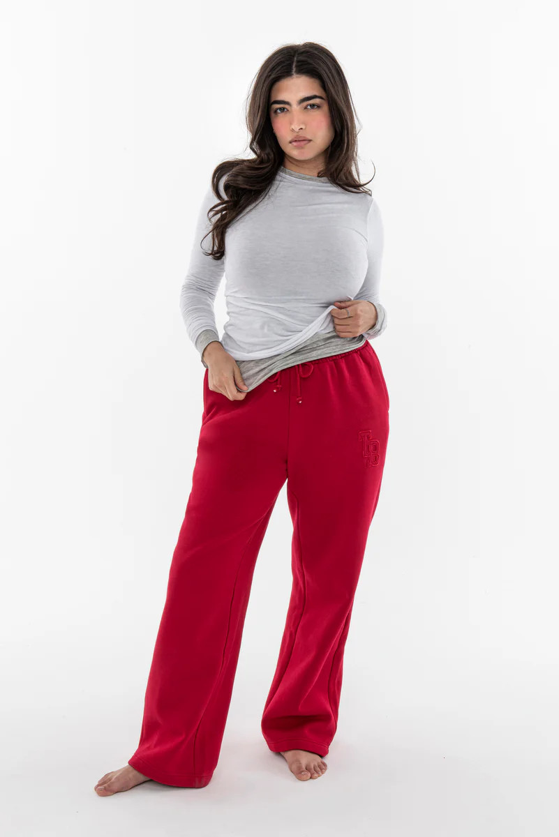 HERITAGE WIDE LEG SWEATPANT RUBY | The Bar