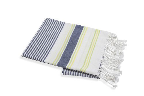 Quick Dry Woven Beach Towel - Navy/Lime/Yellow | Shade Critters