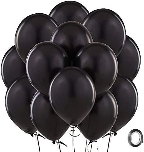 Bezente Black Balloons Latex Party Balloons - 100 Pack 12 inch Round Helium Balloons for Black Th... | Amazon (US)