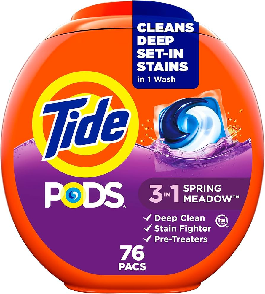 Tide PODS Liquid Laundry Detergent Soap Pacs, Powerful 3-in-1 Clean in One Step, He Compatible, S... | Amazon (US)