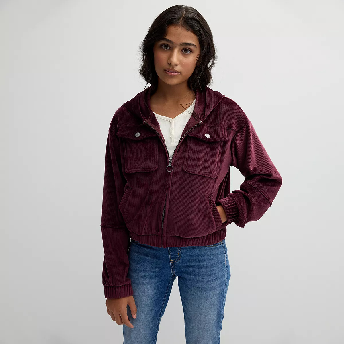 Girls 6-20 SO® Cozy Cord Bomber Jacket in Regular & Plus Size | Kohl's