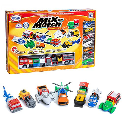 POPULAR PLAYTHINGS Mix or Match Vehicles Orange, Magnetic Toy Play Set, 21 Pieces | Amazon (US)