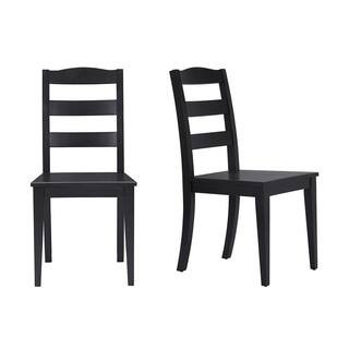 Black Wood Dining Chair with Ladder Back (Set of 2) (17.72 in. W x 36.77 in. H) | The Home Depot