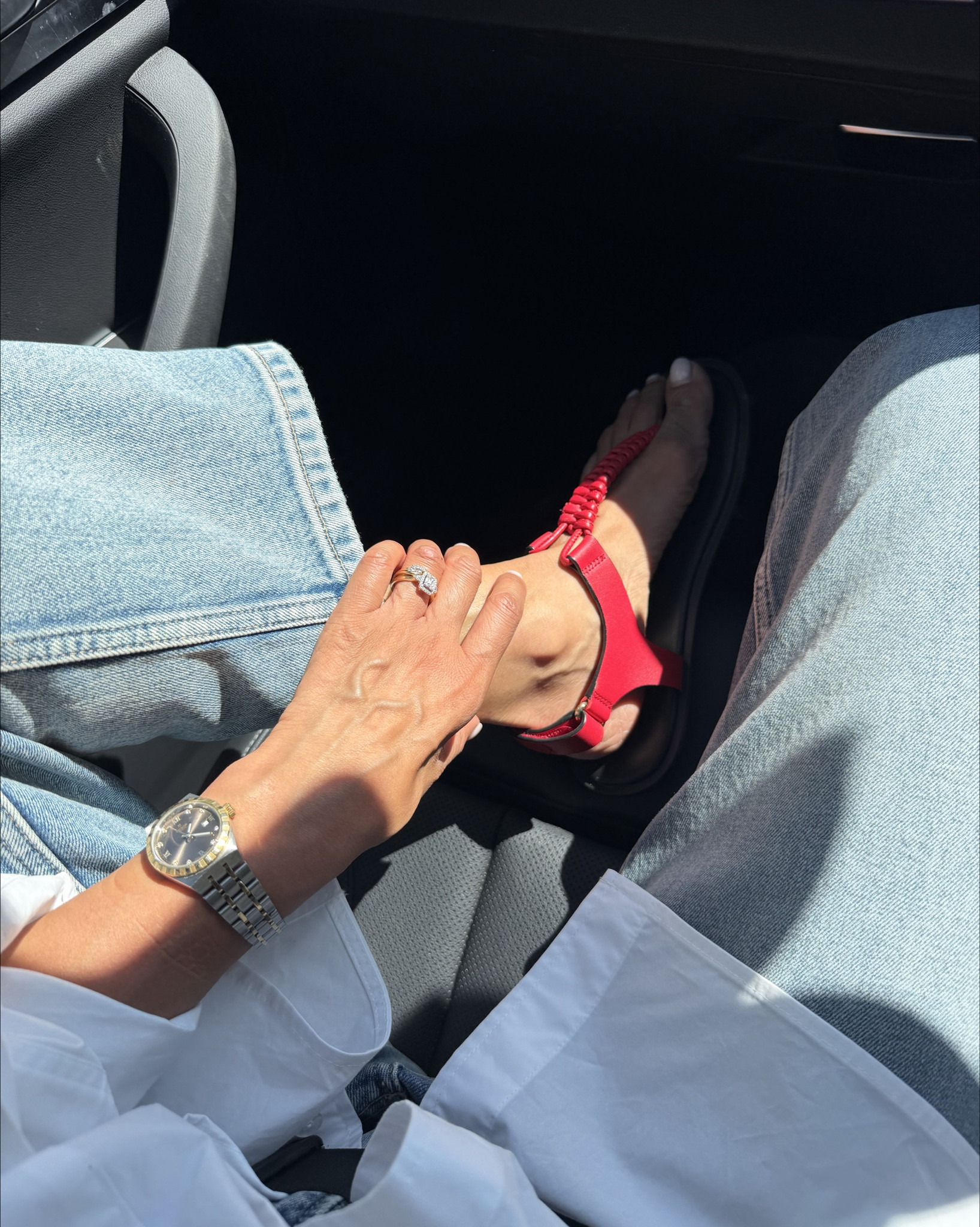 Love these red leather sandals 
True to size 

#LTKjeans #LTKshoes #LTKuk