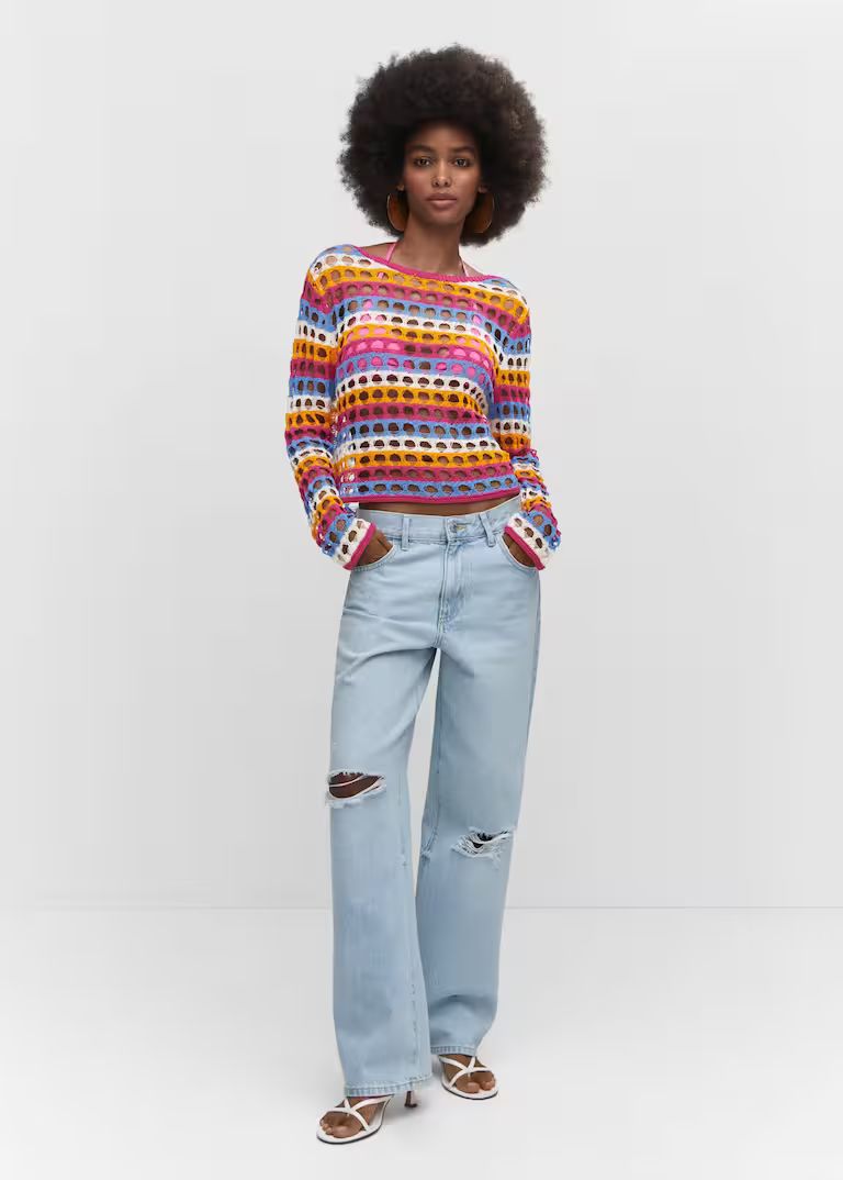 Multicolored crochet jumper | MANGO (US)
