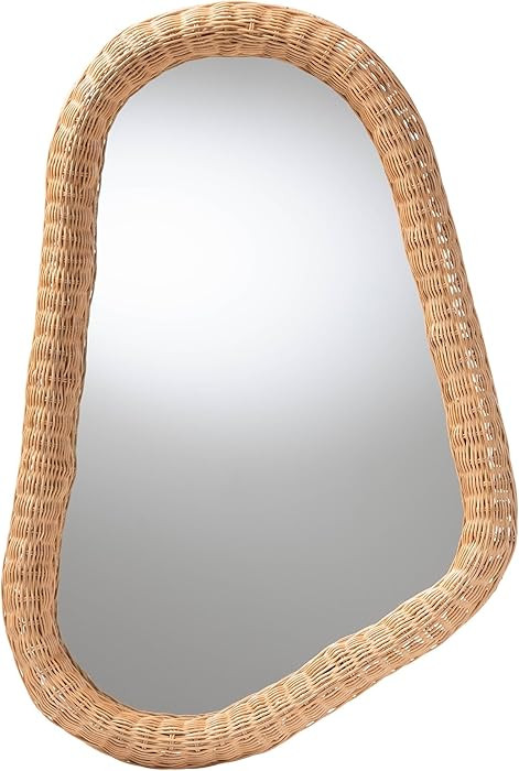 Bali & pari Ulrica Natural Rattan Wall Mirror – Handwoven Wicker Irregular Shape Accent Mirror ... | Amazon (US)
