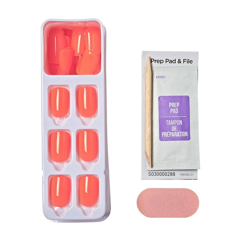KISS imPRESS Color Press On Nails, ‘Happier Vibes’, Orange, Short Squoval, 30 Count | Walmart (US)