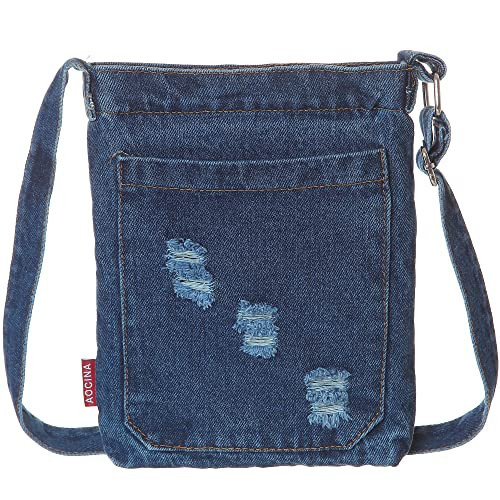 AOCINA Small Denim Purse Blue Jean Purse Shoulder Bag Denim Crossbody Bags for Women (D-Dark Blue) | Amazon (US)