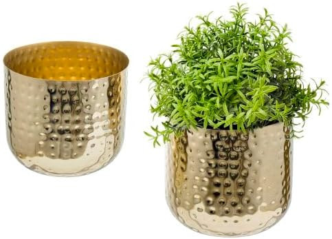 MyGift Modern Hammered Brass Plated Metal Planter Pots – Set of 2 Indoor Plant Containers, 6 & ... | Amazon (CA)