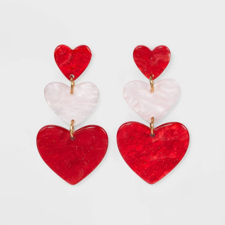 Girls' Resin Heart Drop Post Earrings - art class™ Red | Target
