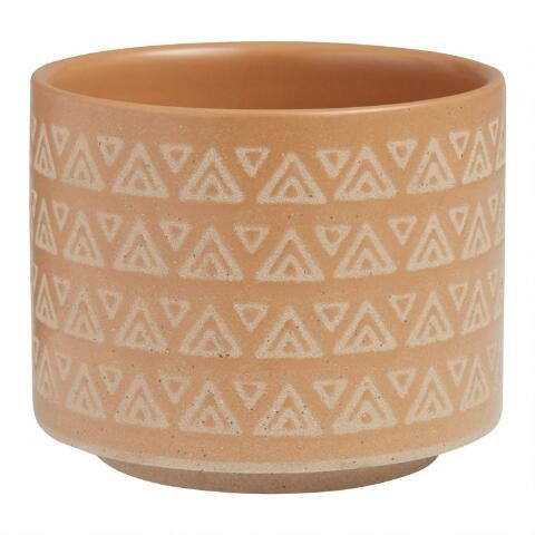 Natural and White Ceramic Geometric Planter | World Market