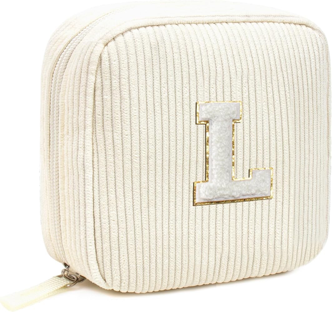 LETGO Birthday Gifts for Women Small Personalized Initial Monogram Makeup Bag,Preppy Corduroy Mak... | Amazon (US)