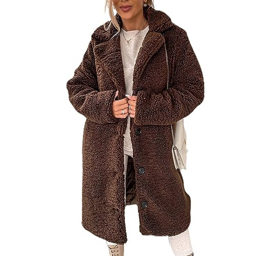 Mmoneyake Women Oversized Sherpa Jackets Fashion Winter Coats Fuzzy Fleece Lapel Open Front Long Cardigan Warm Outerwear 2024 | Amazon (US)