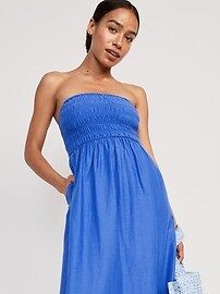 Fit & Flare Eyelet-Embroidered Smocked Maxi Cami Dress for Women | Old Navy (US)