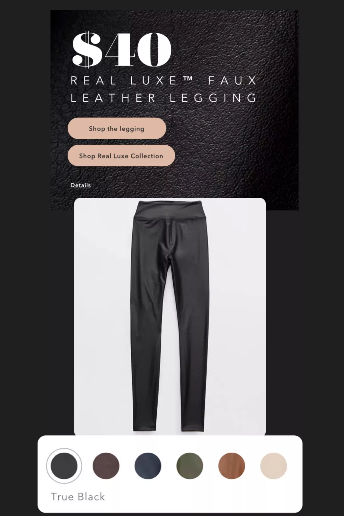 OFFLINE By Aerie Real Luxe Faux Leather Black Hi-Rise Legging