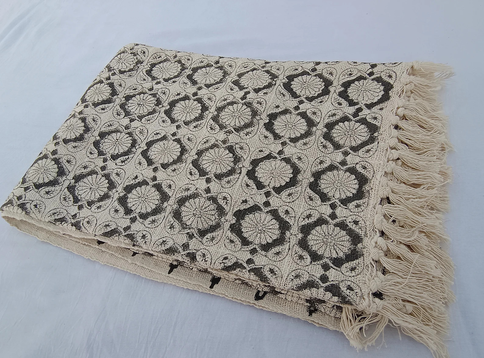 Handmade Throw Handblock Print Throw Soft Cotton Throw Blanket Sofa Décor Room Décor Tassels Ha... | Etsy (US)