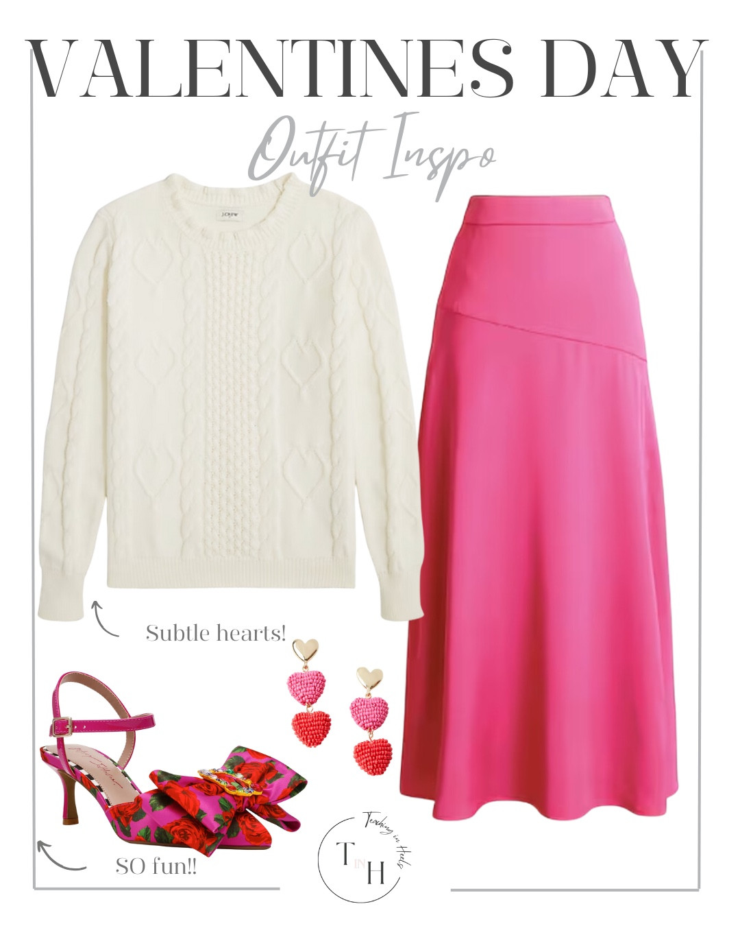 Slip skirt  cable knit heart sweater  pointed toe bow heels  heart earrings  valentines day ootd  valentines day vibes  teacher ootd  teacherfit   ootd  shirt trendteacher  teacher outfits  teacher 

#LTKSeasonal #LTKSaleAlert #LTKStyleTip