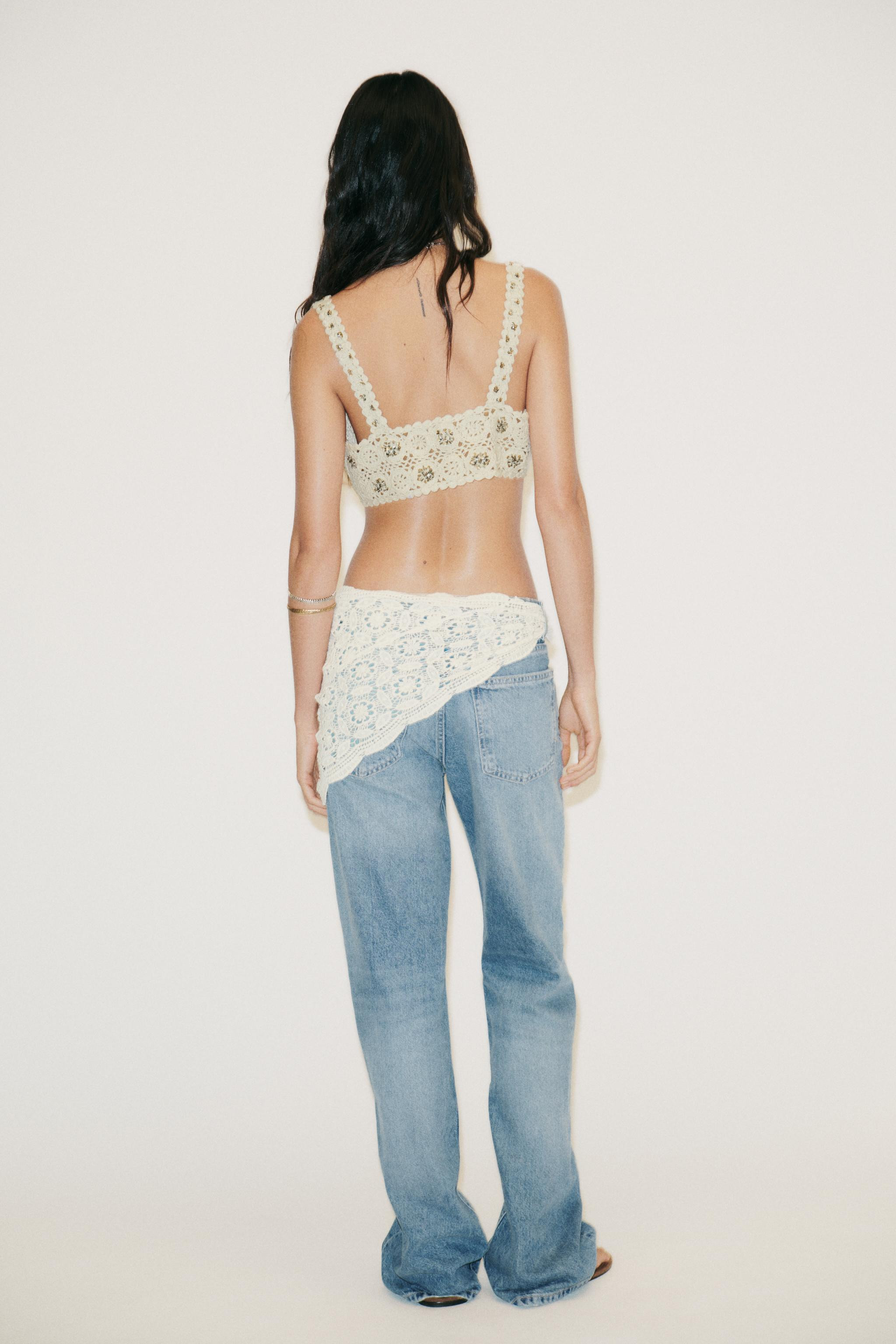 TRF MID-RISE WIDE LEG SCARF JEANS | Zara US