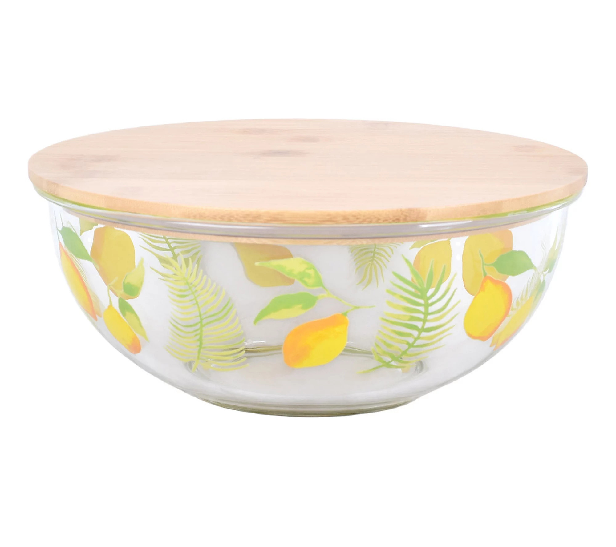 Temp-tations Seasonal 3-qt Glass Bowl with Bamboo Lid | QVC