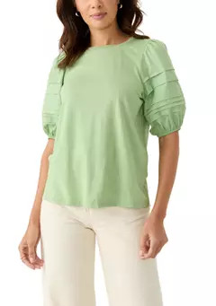 Crown & Ivy™ Women's Puff Pleated Sleeve Top | Belk