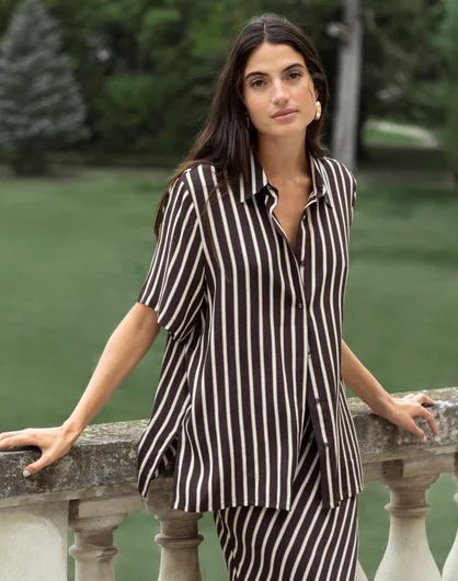 Oversized Contrast Stripe Shirt | Glassons (Australia)